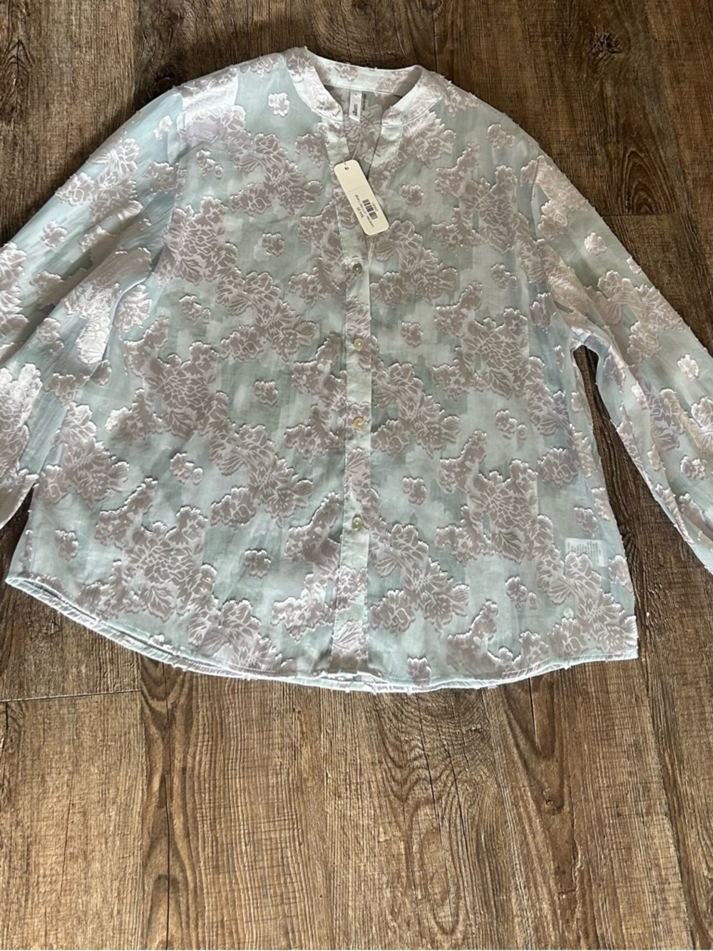 glam Mint and Lavender Floral Jacquard Tunic - Picture 7 of 7